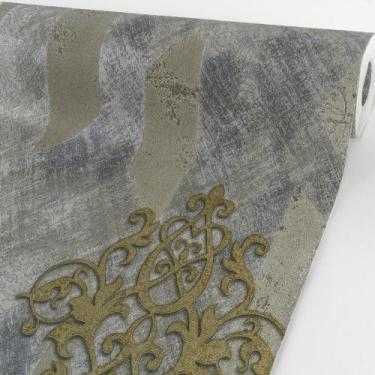 Imagem de Papel De Parede Vinilico Damask Azul Rolo 0,53x10m Vinil PVC - Plast.c