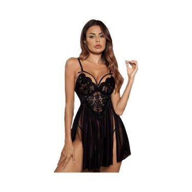 Imagem de Camisola Babydoll Branca De Renda Para Mulheres, Lingerie Floral Român