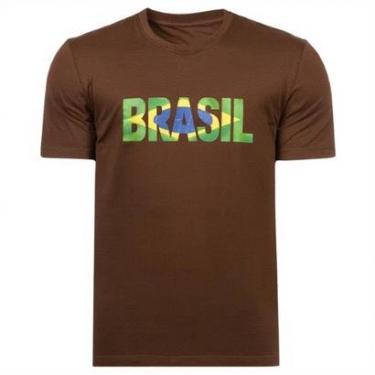 Imagem de Camiseta Casual Bandeira Brasil Manga Curta em Algodão Leve e Confortável Copa do P ao G1-Masculino
