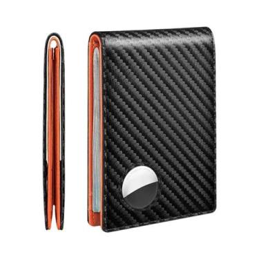 Imagem de Carteira Masculina Slim De Fibra De Carbono Com RFID, Porta-Dinheiro B