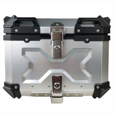 Imagem de Baú de Moto Traseiro Tronos 55L-T-X em Alumínio - Base Universal - 55 Litros - Forro em Couro Sintético - Prata