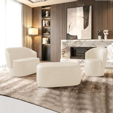 Imagem de Namoradeira com Poltrona e Puff Orgânico Malu Max Sintético PU M11 - D`Rossi