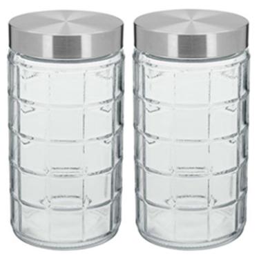 Imagem de KIT 2 POTES MANTIMENTOS HOME&CO COM TAMPA VIDRO 1,5 LITROS 22x11x11