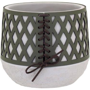 Imagem de VASO DECORATIVO ENFEITE PLANTA CIMENTO 18x14x14cm VERDE