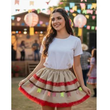 Imagem de Saia Maria Bonita Adulto Caipira Fantasia Festa Junina - Outras Marcas