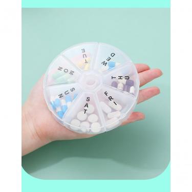 Imagem de Caixa de Medicamentos Redonda Transparente Tpc para Organização Semanal com Compartimentos para 7 Dias e Grande