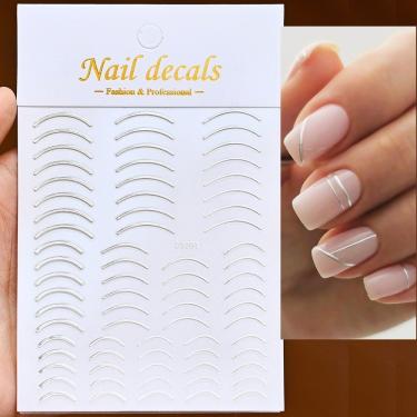 Imagem de Adesivo de Unhas C0101 3D Gradiente para Linha Francesa Ferramenta DIY Azul Rosa Roxo V...