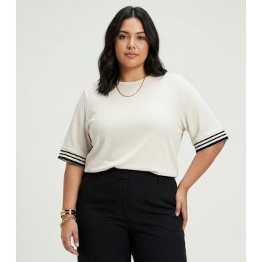 Imagem de Blusa Feminina Viscose Plus Size Secret Glam Bege, Plus G2, Bege