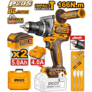 Imagem de Parafusadeira Furadeira INGCO BL 166Nm Bateria 20V P20S