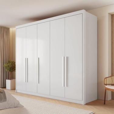 Imagem de Guarda-roupa Casal 100% Mdf 5 Portas 8 Gavetas Bari - Conquista Móveis