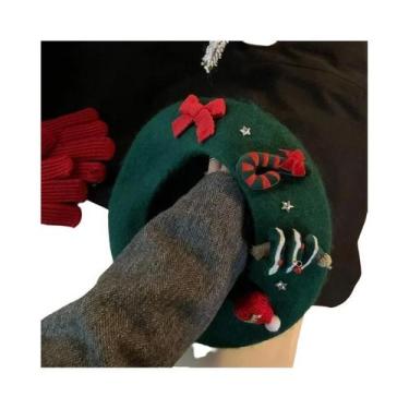 Imagem de Boina De Lã Tweed Feminina Vermelha E Verde Para Inverno, Chapéu Para 