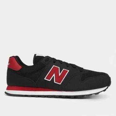 Imagem de Tênis Masculino New Balance 500V2 - Original, 39, Preto, Vermelho