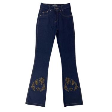 Imagem de Calça Original Feminina Rodeio Country Jeans Bordado Flare Ref. 7990, 