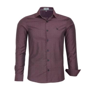 Imagem de Camisa Social Amil Masculina Slim Manga Longa Estampada Sem Bolso 1828