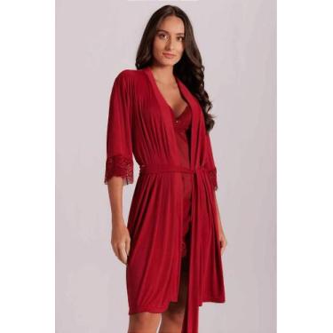 Imagem de Robe em Liganete com Detalhe em Renda - Santa Passion, Cornflower, P