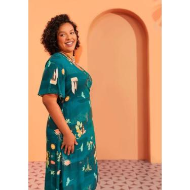 Imagem de Vestido midi plus size decote transpassado lunender 50749, Origens ver