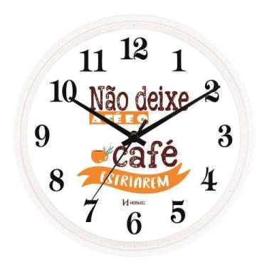 Imagem de Relógio De Parede Herweg Ref: 660148-021 Branco Fé e Café