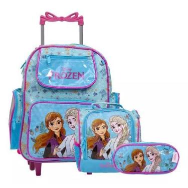 Imagem de Kit Mochila Escolar Infantil Frozen 2 Elsa E Anna C Rodinha - Toys 2U