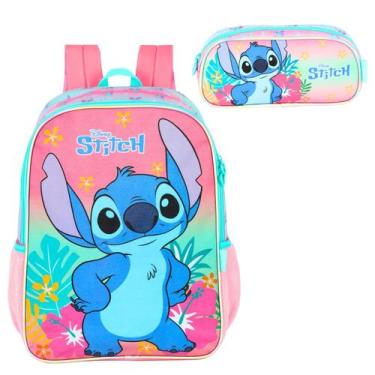 Imagem de Kit Mochila Stitch Costas Com Estojo Infantil Escolar - Luxcel, Rosa