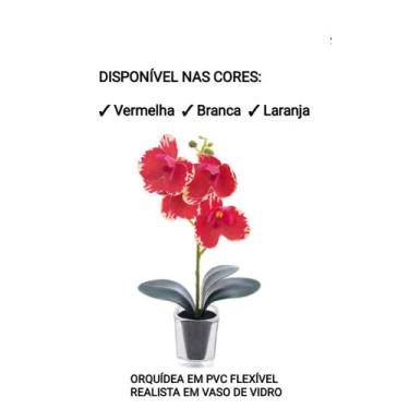 Imagem de Orquídea Arranjo Artificial Realista em Vaso de Vidro 35cm - Bela Flor