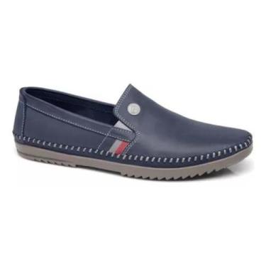 Imagem de Mocassim Masculino Freeway Couro Legítimo Casual Confortável, Marinho,