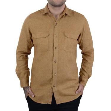 Imagem de Camisa Masculina Milani ML Slim Flanela Plus Marrom - 384-24, 1, Marro