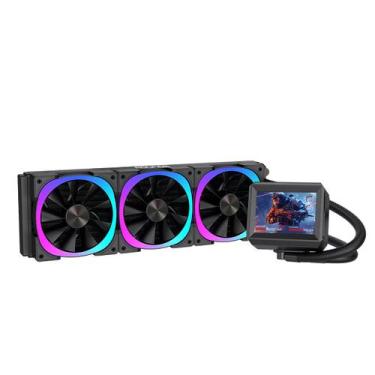 Imagem de Water cooler round5 notus black argb 360mm amd/intel com display lcd r