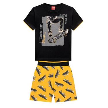 Imagem de Conjunto Roupa Infantil Menino Camiseta + Bermuda Estampa Estilosa Ska