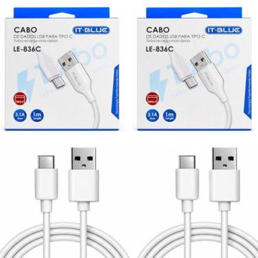 Imagem de Kit 2 Cabo de Carregamento e Dados Tipo C para Celular It blue - It-Bl