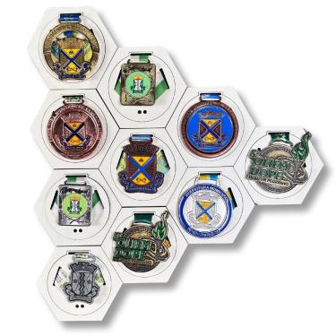 Imagem de Porta Medalhas Hexagonal para suas conquistas Suporte de medalhas para corrida mountain bike futebol premiação esportes