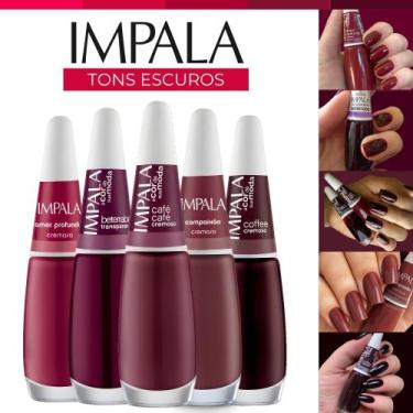 Imagem de Esmalte Impala Tons Vermelhos e Marsala Cremoso Esmaltes Atacado, 5 To