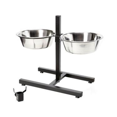 Imagem de Comedouro E Bebebouro Pet Duplo Ajustável De Inox Para Cães Chalesco, 