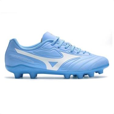 Imagem de Chuteira Campo Mizuno Regent Club MD Masculina, 40, Azul, Branco