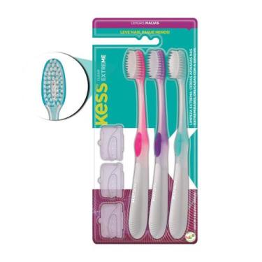 Imagem de Escova Dental Kess Clear Extreme Macias C/3 Cores Sortidas Cód.2101 - 