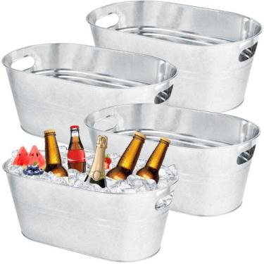 Imagem de Balde OBTANIM Kit com 4 Unidades 15,7x23x16 cm 15L Metal Galvanizado