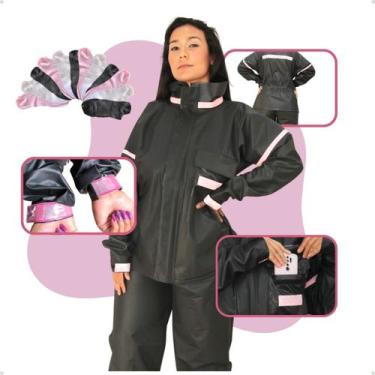 Imagem de Capa de Chuva Feminina para Motoqueira Conjunto PVC Impermeável Rosa c