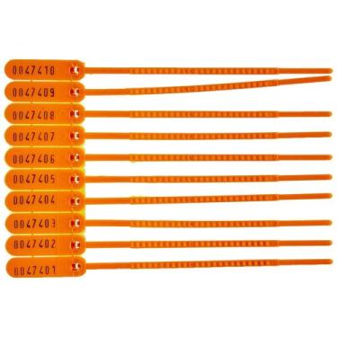 Imagem de Kit 100 Lacres De Segurança Numerado P/ Malote Plástico 16cm Laranja -