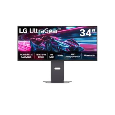 Imagem de LG UltraGear Monitor Gamer Curvo UltraWide 34" VA 160Hz 1ms (MBR) QHD 2K (3440x1440) HDR10 AMD FreeSync Premium MaxxAudio 1800R, Preto - 34G600A