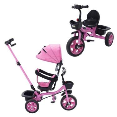 Imagem de Triciclo Infantil 2 em 1 Empurrador com Capota Assento Giratório 360 R