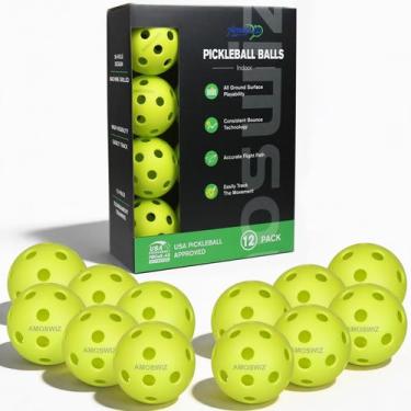 Imagem de Bolas de Pickleball Amoswiz Aprovadas pela USAPA - Pacote com 12 Unida