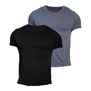 Imagem de Kit 2 Camisetas Masculina Blusa Academia Exercício Dry Fit Sport Cinza E Preta (G)