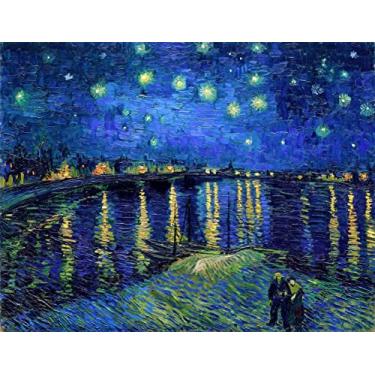 Imagem de Noite Estrelada Sobre o Ródano de Vincent van Gogh - 60x77 - Tela Canvas Para Quadro