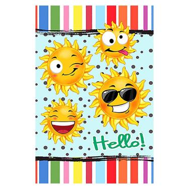Imagem de Morigs Hello Grimacing Sun Bandeira de jardim divertida decorativa dupla face 30,48 x 45,72 cm