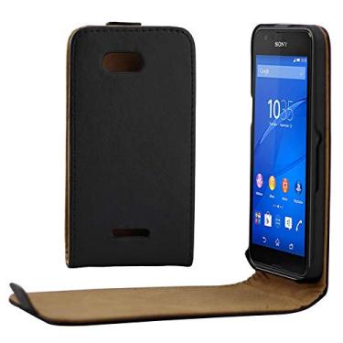 Imagem de Capa ultra fina de couro com botão magnético vertical flip para Sony Xperia E4g (preto) Capa traseira para telefone (cor: preta)