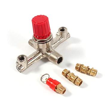 Imagem de Compressor de ar, tubo de saída dupla, compressor de ar de liga, regulador de pressão, válvula de ajuste, estrutura tipo pistão, regulação de tensão de alta precisão