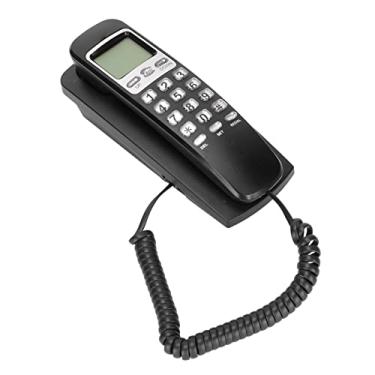 Imagem de Telefone fixo, display LCD KX-T777CID Telefone com fio de parede com fio de parede, com função de flash/rediscagem/identificação de chamadas, para home office(Preto)
