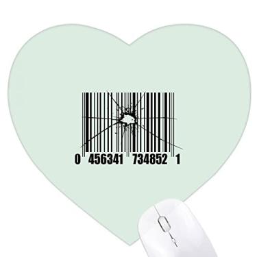 Imagem de Mousepad de coração com efeito de código de barras Fracture Art Deco Tapete de borracha para escritório