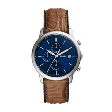 Imagem de Fossil Relógio masculino minimalista de aço inoxidável fino casual quartzo cronógrafo, Prata/azul, caramelo, Cronógrafo