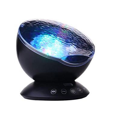 Imagem de TOMNEW Lâmpada de LED Noturna com Controle Remoto de Sereia, Projetor de Ondas do Oceano 7 Lâmpada de Teto Colorida com Alto-falante com Alto-falante para Bebês Adultos, Sala de Estar, Moderno, Black