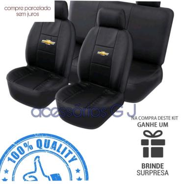 Imagem de Kit completo / capa para banco de carro cor preta em couro para onix 2012a15